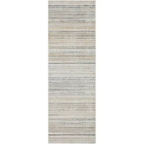 8' Beige And Navy Blue Striped Runner Rug Photo 2