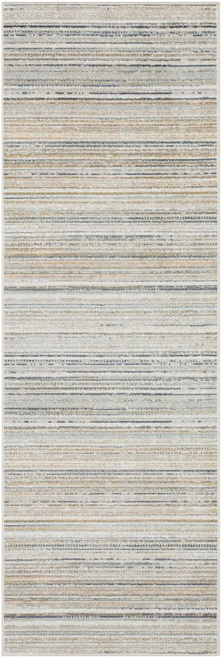 8' Beige And Navy Blue Striped Runner Rug Photo 2