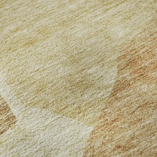 8' Beige And Orange Abstract Washable Round Rug With UV Protection Photo 8