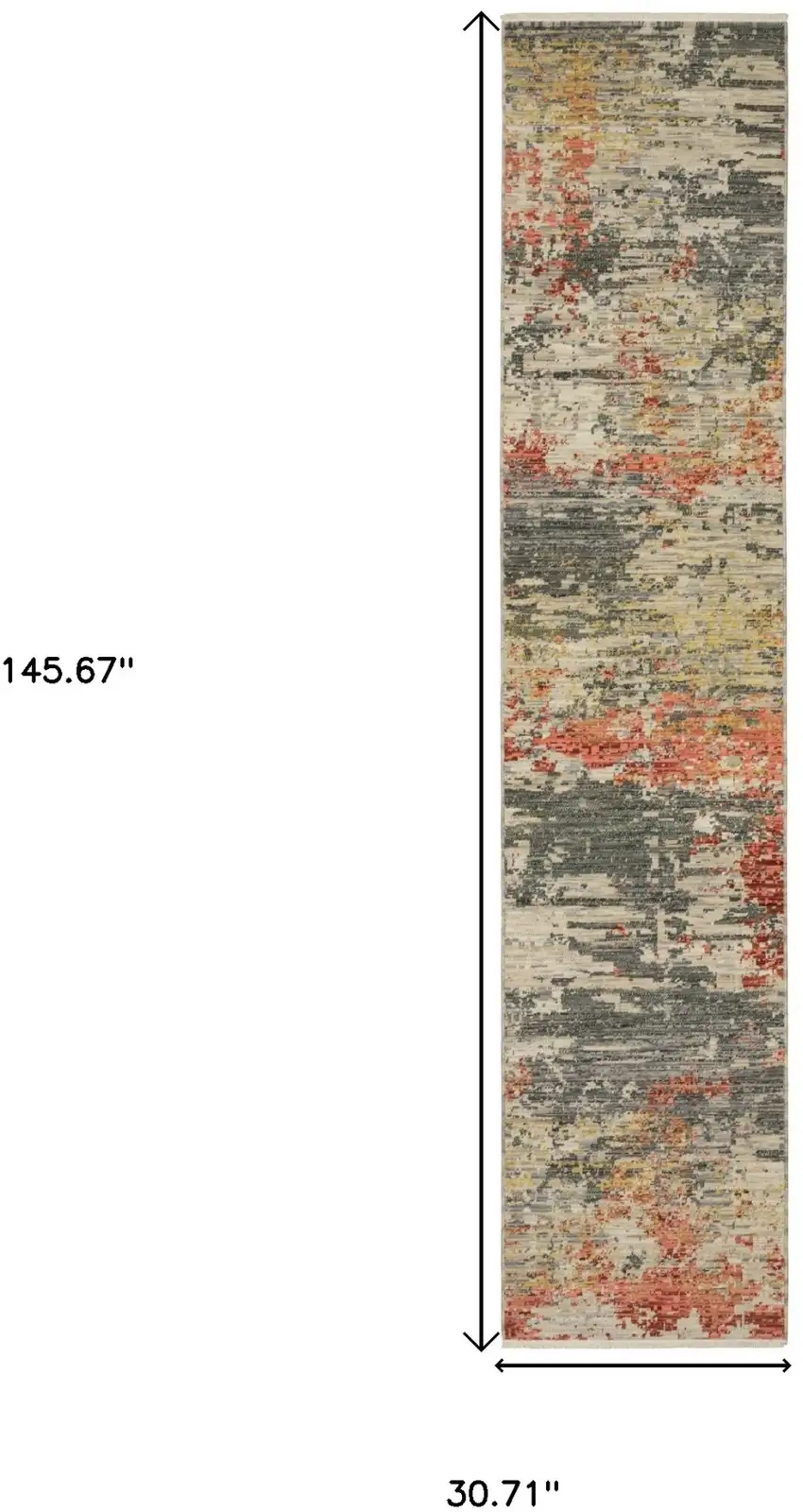 12' Beige And Pink Abstract Runner Rug With Fringe Photo 3