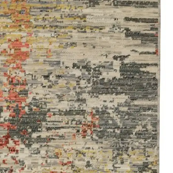 12' Beige And Pink Abstract Runner Rug With Fringe Photo 9