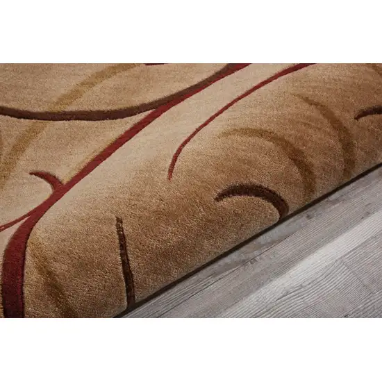 8' Beige And Red Abstract Non Skid Runner Rug Photo 9