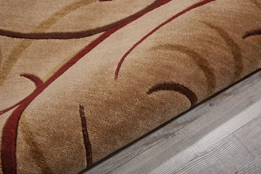 8' Beige And Red Abstract Non Skid Runner Rug Photo 9