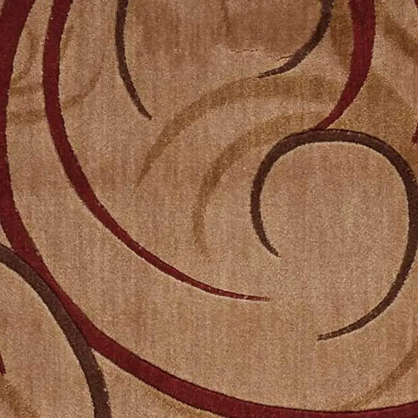 8' Beige And Red Abstract Non Skid Runner Rug Photo 3