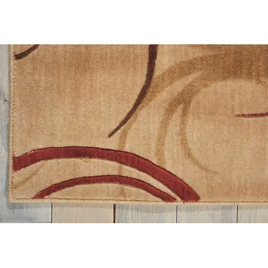 8' Beige And Red Abstract Non Skid Runner Rug Photo 6