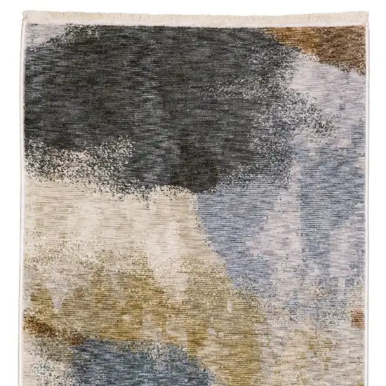 8' Beige And Rust Abstract Runner Rug With Fringe Photo 4