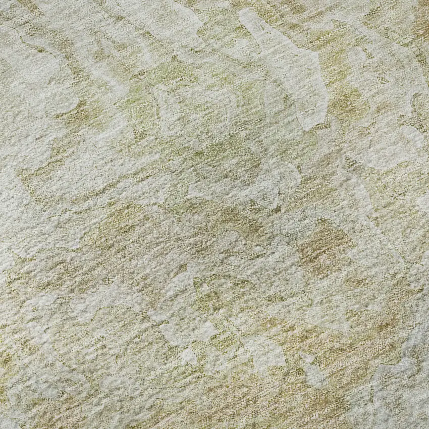 8' Beige And Silver Abstract Washable Round Rug With UV Protection Photo 9