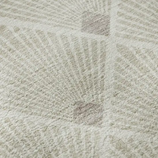 8' Beige And Tan Abstract Geometric Washable Round Rug With UV Protection Photo 9