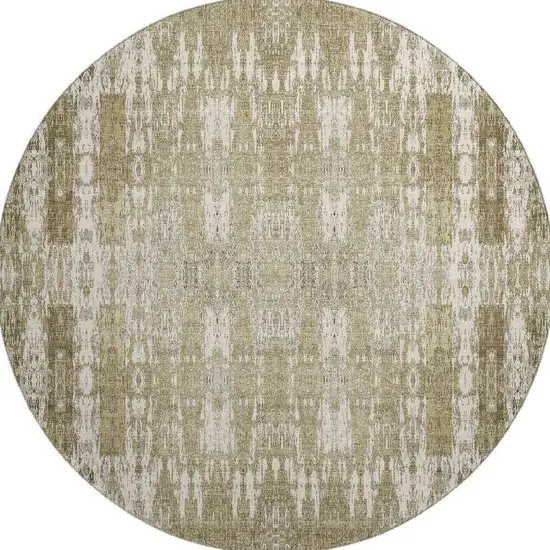 8' Beige And Tan Moroccan Washable Round Rug With UV Protection Photo 4
