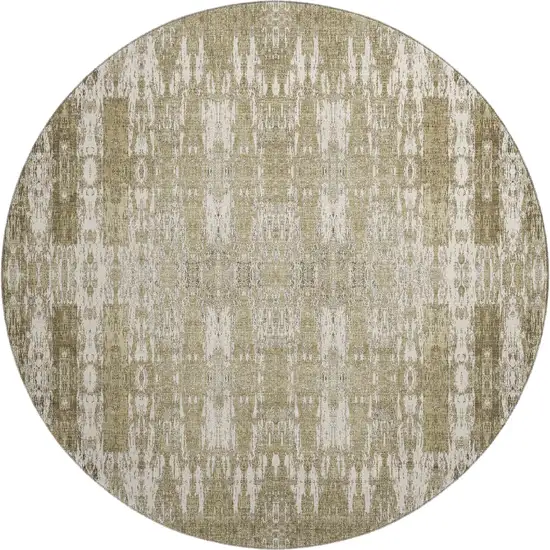 8' Beige And Tan Moroccan Washable Round Rug With UV Protection Photo 1
