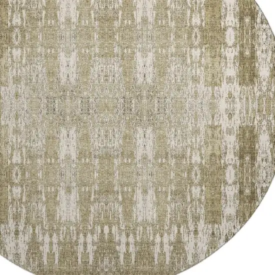 8' Beige And Tan Moroccan Washable Round Rug With UV Protection Photo 3