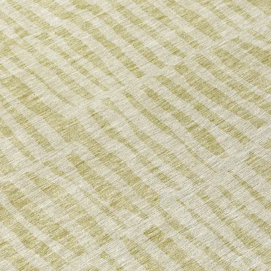 8' Beige And Tan Round Striped Washable Indoor Outdoor Area Rug Photo 9