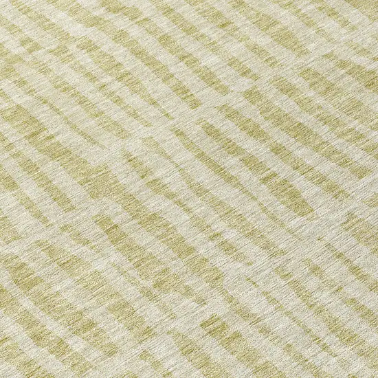 8' Beige And Tan Round Striped Washable Indoor Outdoor Area Rug Photo 9