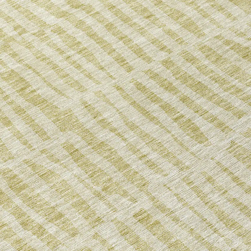 8' Beige And Tan Round Striped Washable Indoor Outdoor Area Rug Photo 9
