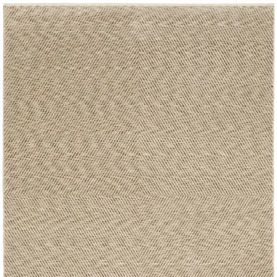 8' Beige And Tan Striped Runner Rug With Fringe Photo 4