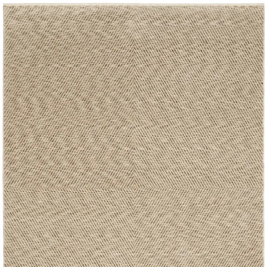 8' Beige And Tan Striped Runner Rug With Fringe Photo 4