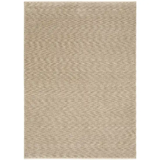 8' Beige And Tan Striped Runner Rug With Fringe Photo 2