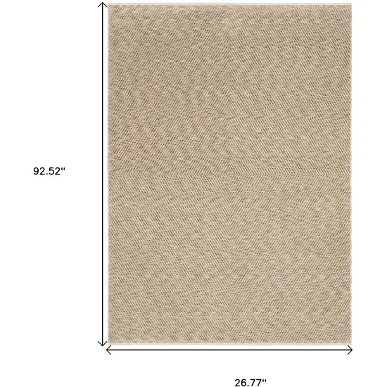 8' Beige And Tan Striped Runner Rug With Fringe Photo 9