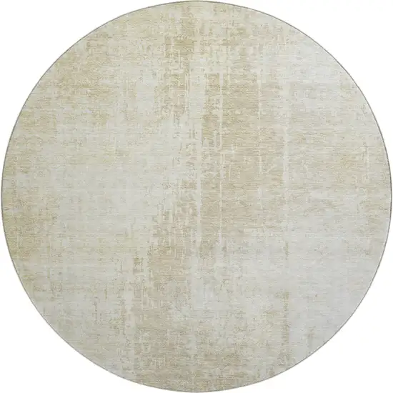 8' Beige And Taupe Abstract Washable Round Rug With UV Protection Photo 1