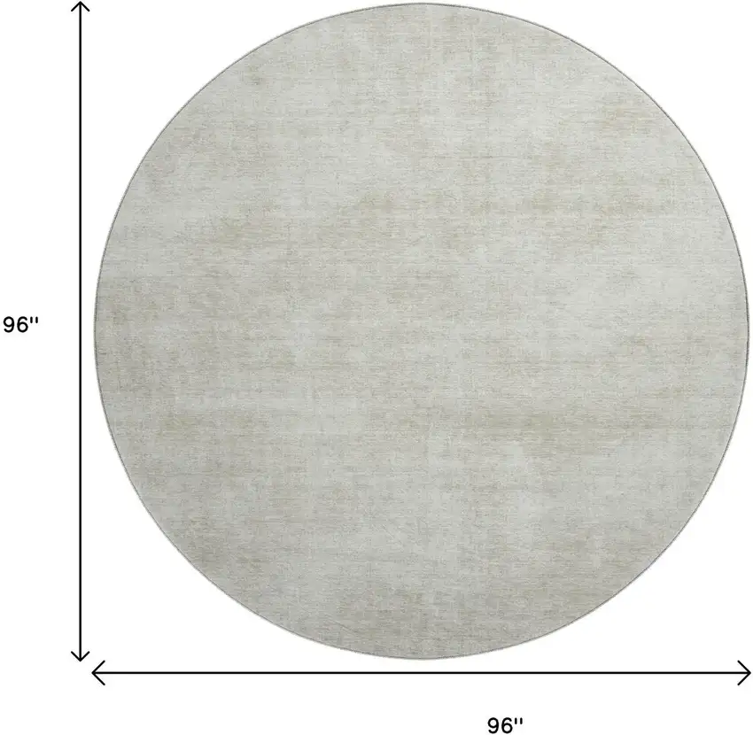 8' Beige And Taupe Abstract Washable Round Rug With UV Protection Photo 9