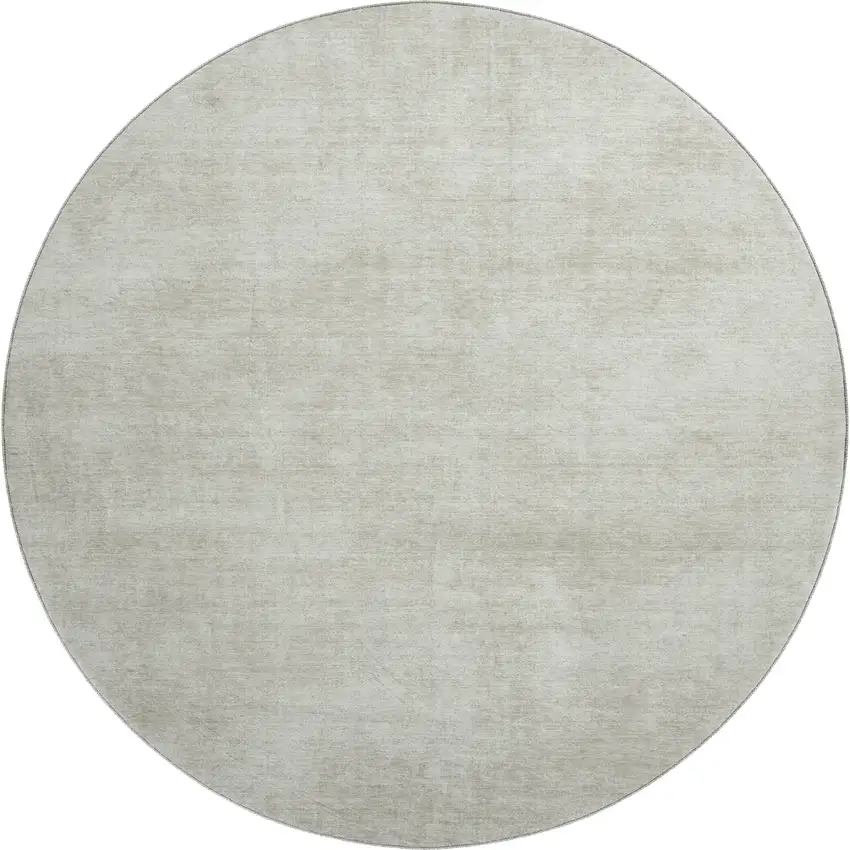8' Beige And Taupe Abstract Washable Round Rug With UV Protection Photo 1