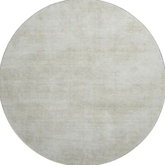 8' Beige And Taupe Abstract Washable Round Rug With UV Protection Photo 3
