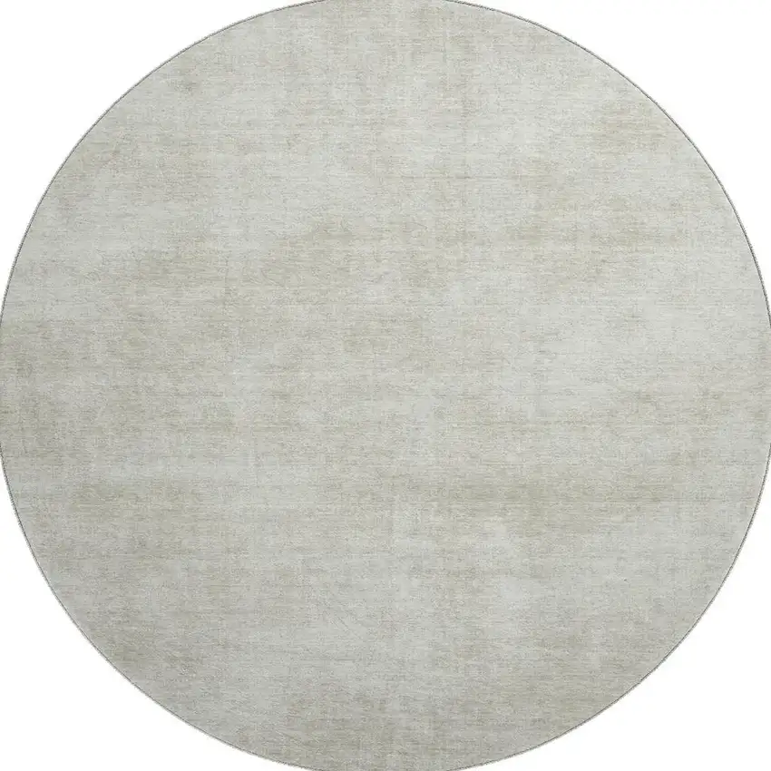 8' Beige And Taupe Abstract Washable Round Rug With UV Protection Photo 3