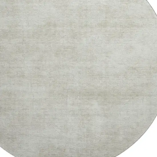 8' Beige And Taupe Abstract Washable Round Rug With UV Protection Photo 2