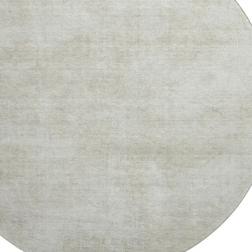 8' Beige And Taupe Abstract Washable Round Rug With UV Protection Photo 2