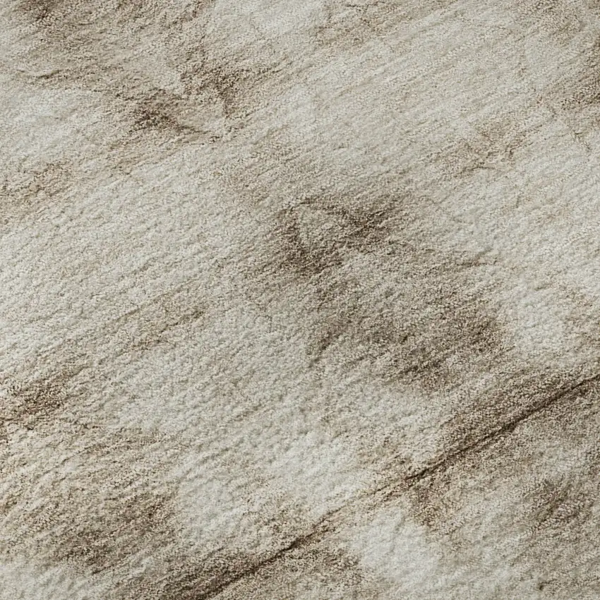 8' Beige And Taupe Geometric Washable Round Rug With UV Protection Photo 9