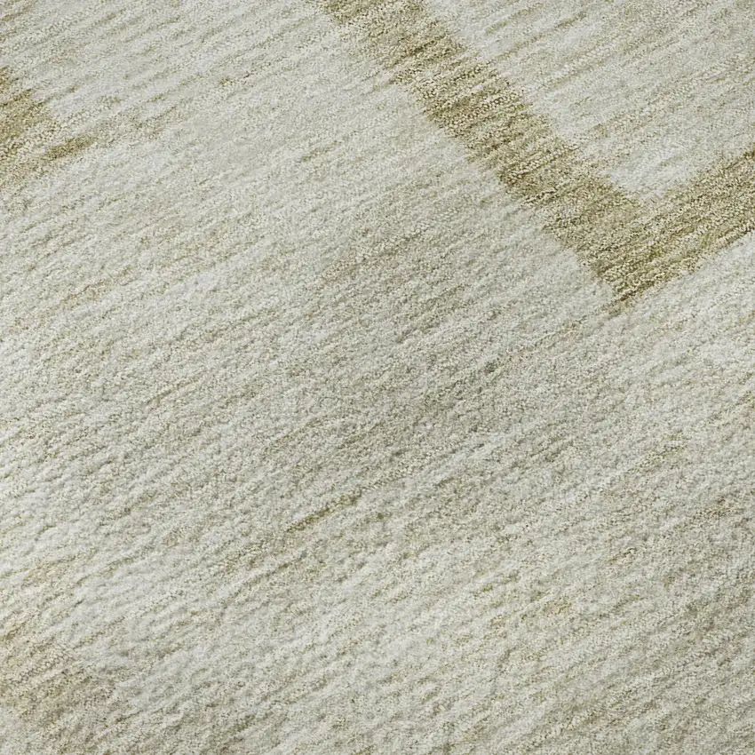 8' Beige And Taupe Geometric Washable Round Rug With UV Protection Photo 9