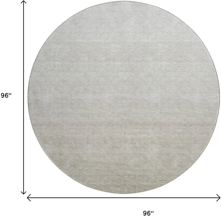 8' Beige And Taupe Ombre Washable Round Rug With UV Protection Photo 3
