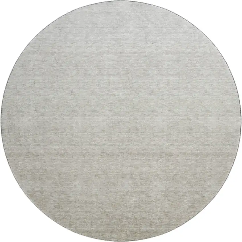 8' Beige And Taupe Ombre Washable Round Rug With UV Protection Photo 1