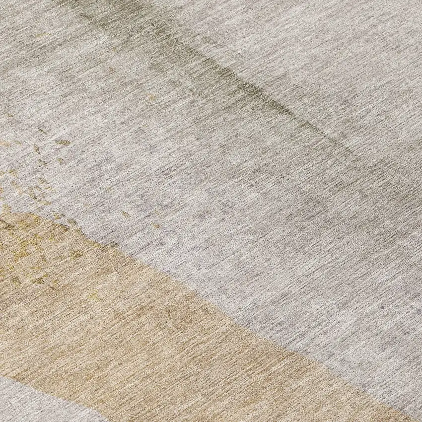 8' Beige And Taupe Round Abstract Washable Indoor Outdoor Area Rug Photo 9