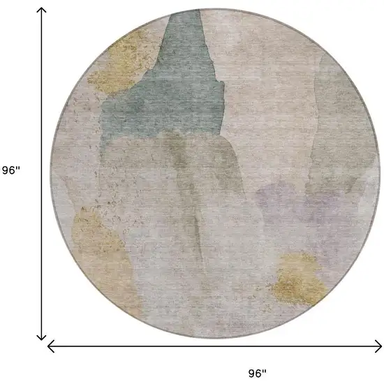 8' Beige And Taupe Round Abstract Washable Indoor Outdoor Area Rug Photo 8