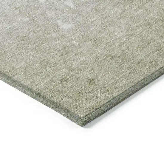 8' Beige And Taupe Round Damask Washable Indoor Outdoor Area Rug Photo 8