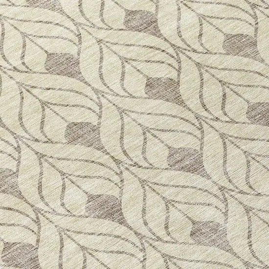 8' Beige And Taupe Round Geometric Washable Indoor Outdoor Area Rug Photo 8