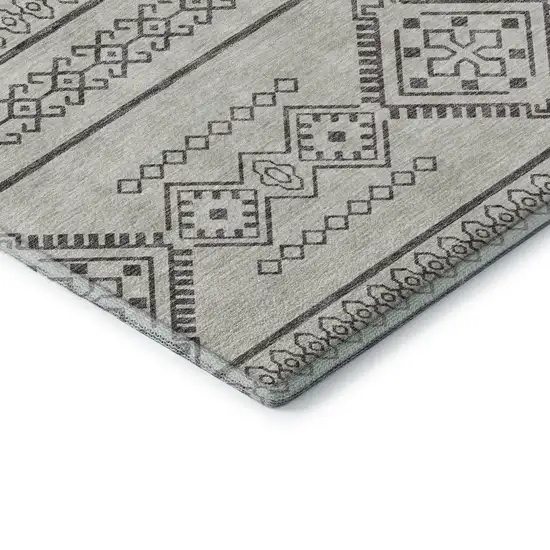 8' Beige And Taupe Southwestern Washable Round Rug With UV Protection Photo 7