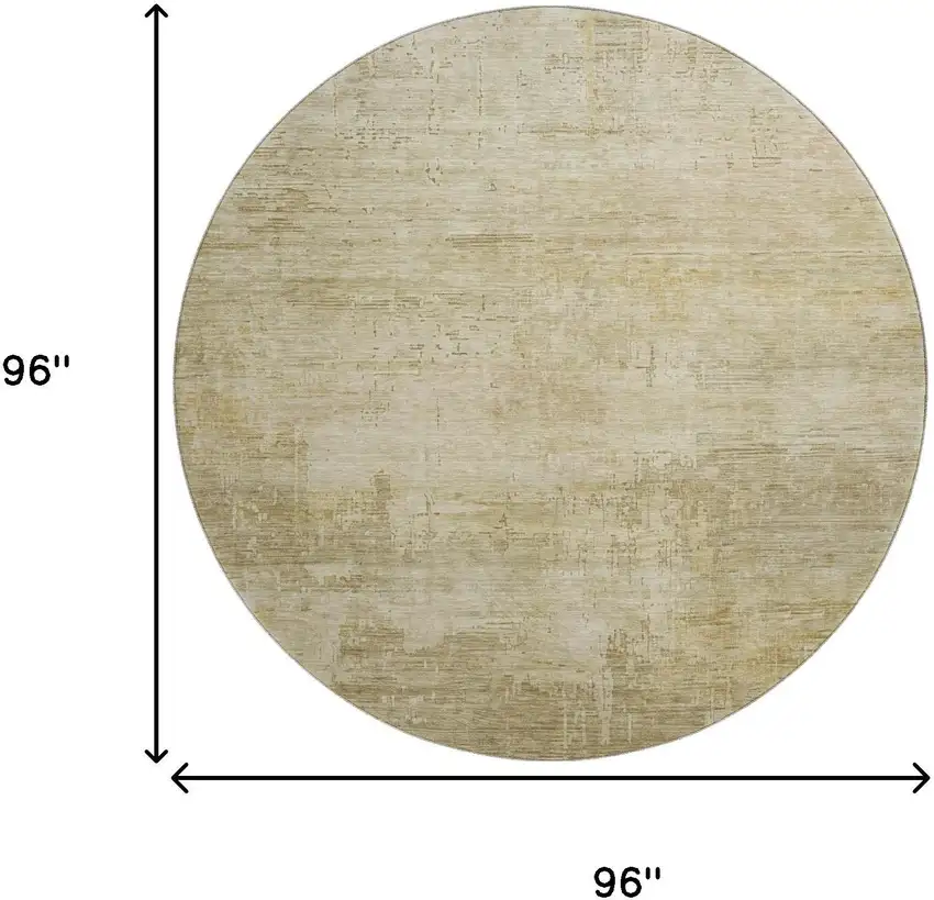 8' Beige And Wheat Abstract Washable Round Rug With UV Protection Photo 9