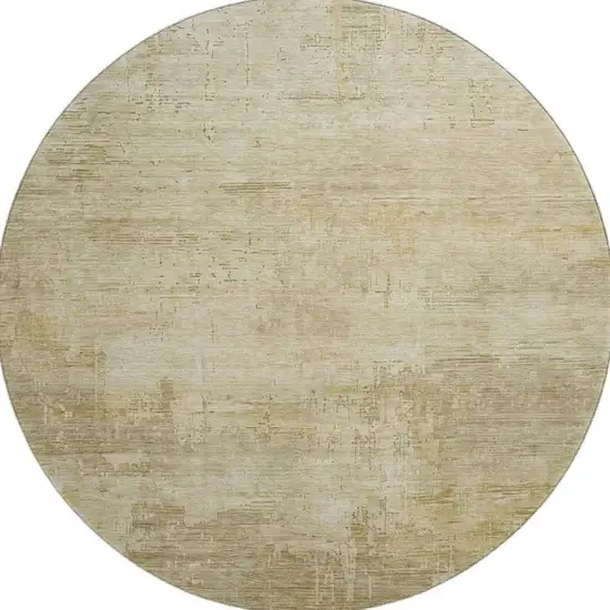 8' Beige And Wheat Abstract Washable Round Rug With UV Protection Photo 4
