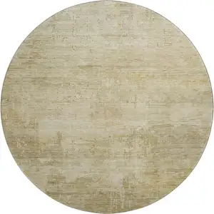 Photo of 8' Beige And Wheat Abstract Washable Round Rug With UV Protection