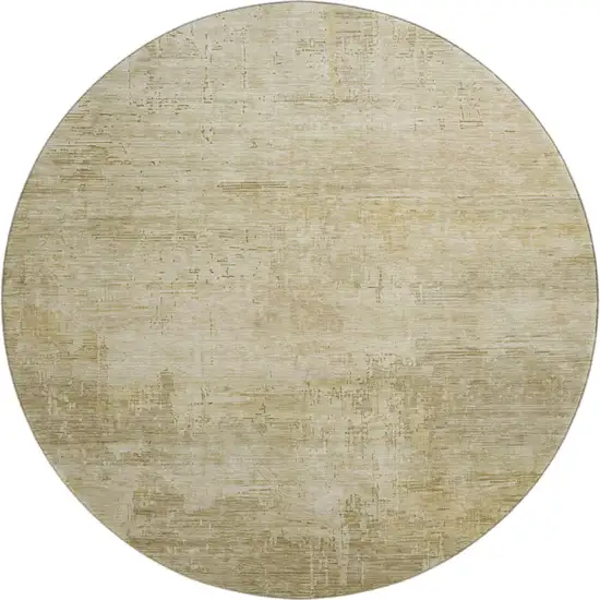 8' Beige And Wheat Abstract Washable Round Rug With UV Protection Photo 1