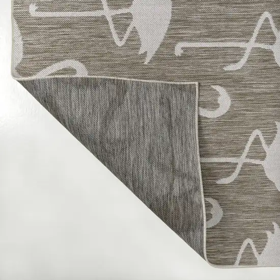 8' Beige And White Animal Print Indoor Outdoor Runner Rug Photo 7