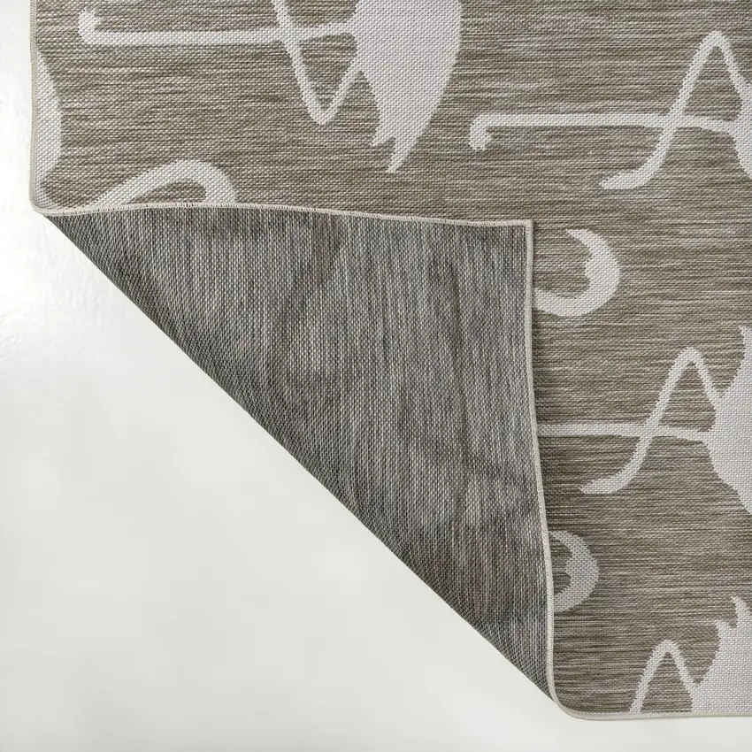 8' Beige And White Animal Print Indoor Outdoor Runner Rug Photo 7