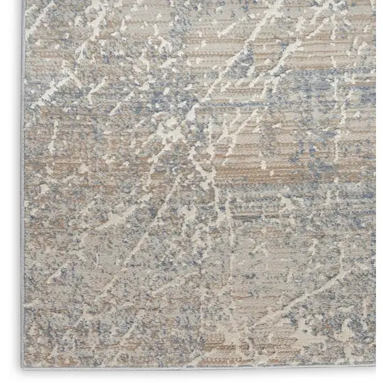 8' Beige Blue And Brown Abstract Runner Rug Photo 8