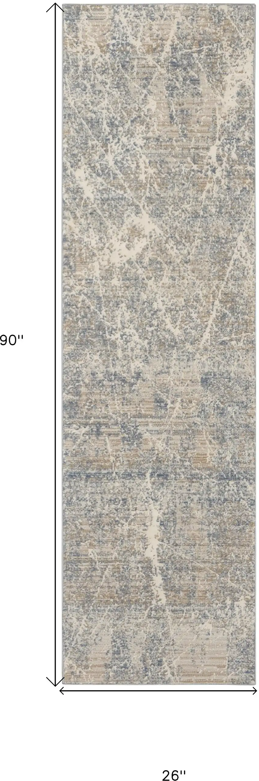 8' Beige Blue And Brown Abstract Runner Rug Photo 3