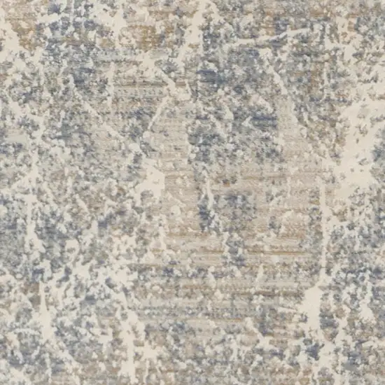 8' Beige Blue And Brown Abstract Runner Rug Photo 5