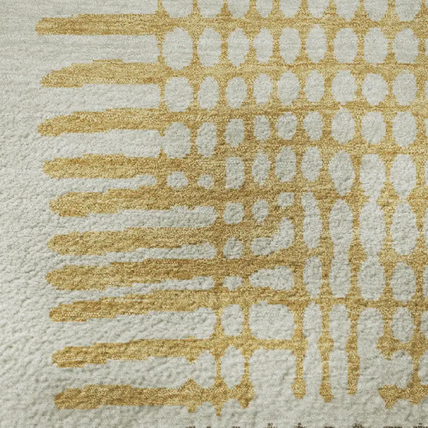 8' Beige Blue And Green Geometric Washable Round Rug With UV Protection Photo 9