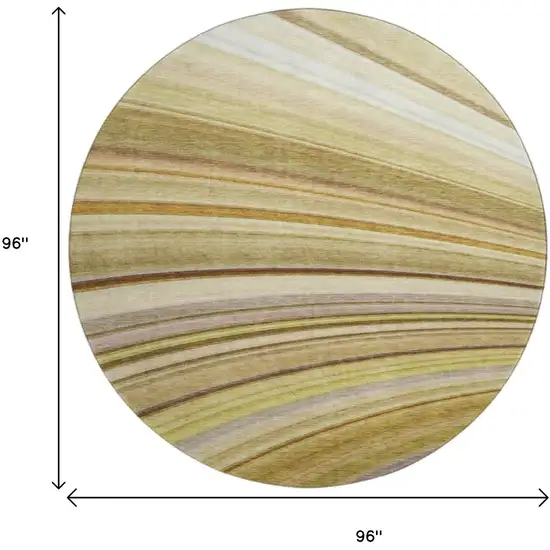 8' Beige Blue And Ivory Abstract Washable Round Rug With UV Protection Photo 3