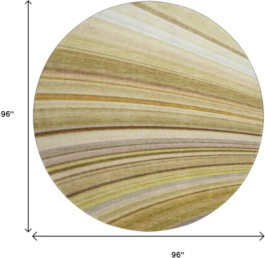 8' Beige Blue And Ivory Abstract Washable Round Rug With UV Protection Photo 3